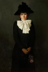 Portret van een jonge vrouw met een roos in haar hand