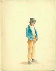 Schilderij van jongen in een beverhoed door Anna Maria Von Phul