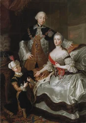 Peter III en Catharina II van Rusland met hun zoon Paul