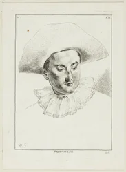 Mannenhoofd (met hoed en kraag)