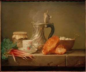 De Chocolatière - Stilleven met zilveren kan