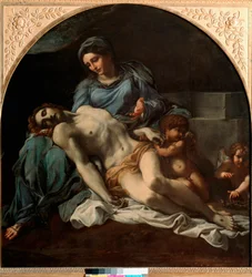 Piëta. Schilderij van Annibale Carracci (Annibal Carrache) (1560-1609). 1599-1600. Afmetingen: 156 x 149 cm. Napels, Museo Nazionale di Capodimonte