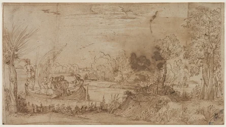Rivierlandschap met Boten