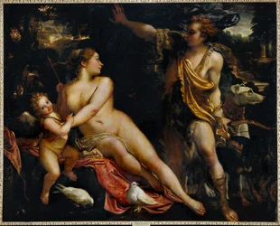 Venus, Adonis en Cupido (schilderij op doek)