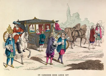 Een koets, regeerperiode van koning Lodewijk XIV in de 17e eeuw - privécollectie