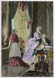 Affaire van de halsketting van de koningin (1785-1786): kardinaal Louis René Édouard de Rohan (1734-1803) voor koning Lodewijk XVI (1754-1793) en koningin Marie Antoinette (1755-1793)