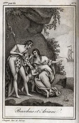 Bacchus en Ariadne. Gravure uit 1819 in 