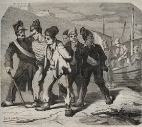 Belle-Ile-en-Mer (mooie eiland aan zee) in de 19e eeuw. Gravure in 