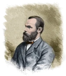 Carl Christian Koldewey (1837-1908) Duitse Arctische ontdekkingsreiziger, leider van beide Duitse Noordpool Expedities - Carl Christian Koldewey Duitse poolonderzoeker - gravure eind 19e eeuw