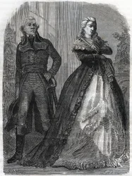Charles François du Périer genaamd Dumouriez (1739-1823), Franse generaal met koningin Marie Antoinette (1755-1793). Gravure uit 1866 in “Histoire de la Révolution française” door Adolphe Thiers. Privécollectie.