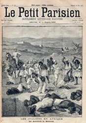De verovering van Eritrea door Italië. De moorden van Massaouah (Eritrea). Gravure in 