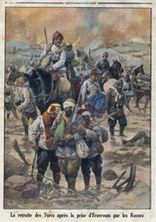 Eerste Wereldoorlog 1914-1918. De terugtocht van de Turken na de inname van Erzerum door de Russen. In 
