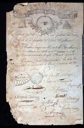Franse Revolutie: attest van burgerschap van Guiot de Saint-Florent (Saint Florent) alias Florent-Guiot (of Florent-Guyot) (1735-1834), een revolutionair en vertegenwoordiger van het volk, door het Revolutionaire Comité van Lille gedateerd 16 jaar II (02/0