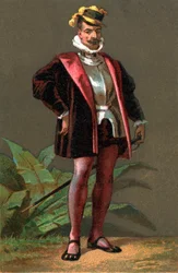 Hernando Cortes (1485-1547) Spaanse veroveraar van Mexico. Chromolithografie Privécollectie
