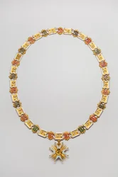 Koninkrijk Beieren - Orde van Sint Hubertus: ketting gedragen door Luitpold, Hertog in Beieren (1890-1973) - Eind 18e eeuw - Goud en Email - Ketting: L 122 cm; gewicht 460 g (hanger inbegrepen) - Hanger: D 7,5 cm - Privécollectie