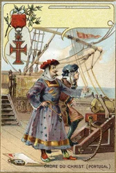 Ridders van de ORDE VAN CHRISTUS VAN PORTUGAL. Chromolithografie van het einde van de 19e eeuw. Privécollectie.