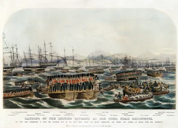 Landing van de Britse divisie bij Old Fort, nabij Sebastopol
