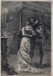 Lucrezia Borgia met haar eerste echtgenoot Giovanni Sforza d