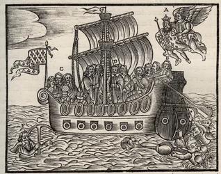 Mazarinade politiek pamflet: ondanks Mazarin zorgen de geselaars voor de redding van de staat. circa 1649. Zware houtgravure. Privécollectie