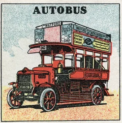 Mechanische tractie: bus. Anonieme illustratie uit 1925. Privécollectie.