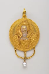 Medaille van 1589 ter ere van koningin Elizabeth I. Voorzijde (16e eeuw)
