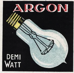Nieuwe gas-eigenschappen: argon wordt gebruikt om een halve watt lamp te vullen. Anonieme illustratie uit 1925. Privécollectie.