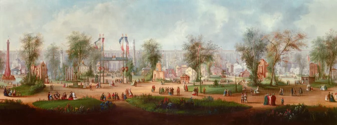 Panoramisch uitzicht op de Wereldtentoonstelling van 1867 in Parijs