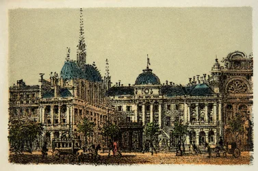 Parijs in 1874: Het Paleis van Justitie en de Sainte Chapelle - privécollectie