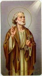 Vrome afbeelding: De apostel St. Petrus (chromolithografie)