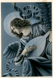 Vrome afbeelding: een muzikale engel naar de fresco van Melozzo da Forli (prent)