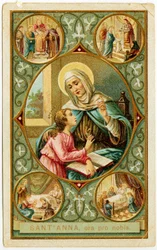 Vrome afbeelding: Scènes uit het leven van Sint Anna, De bruiloft, de geboorte van Maria, de presentatie in de tempel en de dood