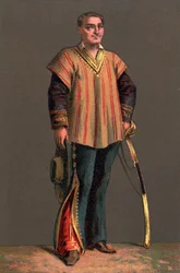 Portret van BENITO PABLO JUAREZ (1806-1872) Mexicaanse staatsman en revolutionair. Chromolithografie Privécollectie