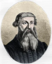 Portret van Etienne Dolet, Franse geleerde, vertaler en drukker - portret door Etienne Dolet (1509-1546), Franse schrijver, dichter, drukker, humanist - Gravure uit 1863 in 