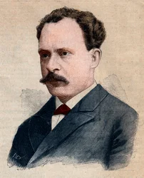 Portret van Eugène Turpin, chemicus gespecialiseerd in explosieven. Gravure in 