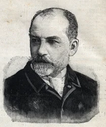 Portret van Leon Bonnat (1833-1922), Franse schilder en destijds voorzitter van de Societe des Artistes Français. Gravure in Le Peute Parisien