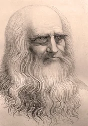 Portret van Leonardo da Vinci (Leonard de Vinci) (1452-1519) naar zijn zelfportret