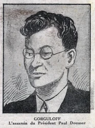 Portret van Paul Gorgulov of Gorguloff (1895-1932), moordenaar van de Franse president Paul Doumer (1857-1932). Gravure in L