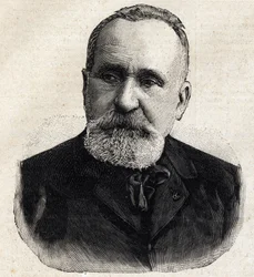 Portret van Pierre Puvis de Chavannes (1824-1898), Frans schilder, destijds voorzitter van de Société Nationale des Beaux-Arts. Gravure in ‘Le Petit Parisien’