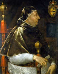 Portret van paus Alexander VI (Rodrigo Borgia 1431-1503). Anoniem schilderij. Milaan.