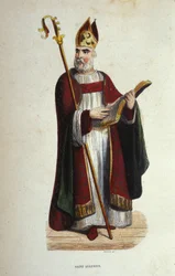 Portret van Sint-Augustinus (354 - 430) gravure uit de 19e eeuw