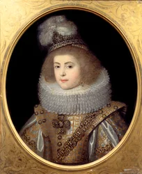 Portret van een jong meisje van het hof van de koning van Navarra. Anoniem schilderij