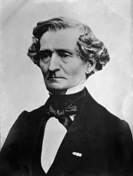 Portret van Engelse componist Hector Berlioz (zwart-wit foto)