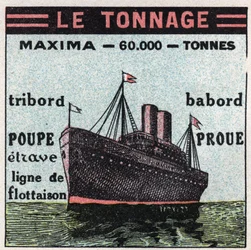 Schepen en schepen: tonnage. Anonieme illustratie uit 1925. Privécollectie.