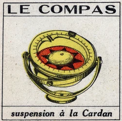 Aardmagnetisme: het kompas gebruikt een cardanische ophanging om horizontaal te blijven. Anonieme illustratie uit 1925. Privécollectie.