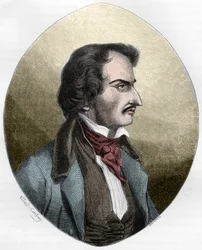 De Franse dichter en moordenaar Pierre François Lacenaire (Lacenaire) - Pierre François Lacenaire (1803-1836), dandy, dichter, Frans letterkundige - gravure uit 1863 in “Le Livre Rouge - Histoire De L
