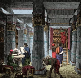 De Bibliotheek van Alexandrië - Zicht op het interieur van de Bibliotheek van Alexandrië in Egypte.