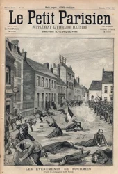 De schietpartij van Fourmies in Nord Pas de Calais door de infanterie op stakende arbeiders (1 mei).