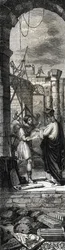Trophime van Arles of Saint Trophime (3e eeuw) bouwt de kerk van Arles - Gravure van 1846 in 