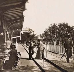 Wereldtentoonstelling van 1900 in Parijs: Het rollende trottoir - privécollectie