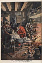 Diverse feiten onder het Directoire (1795-1799): de bandieten van Orgeres (chauffeurs) (Ille en Vilaine), beroemde bende criminelen in de Beauce-regio, ze vallen hier een boerderij aan, hun specialiteit was om hun slachtoffers te 
